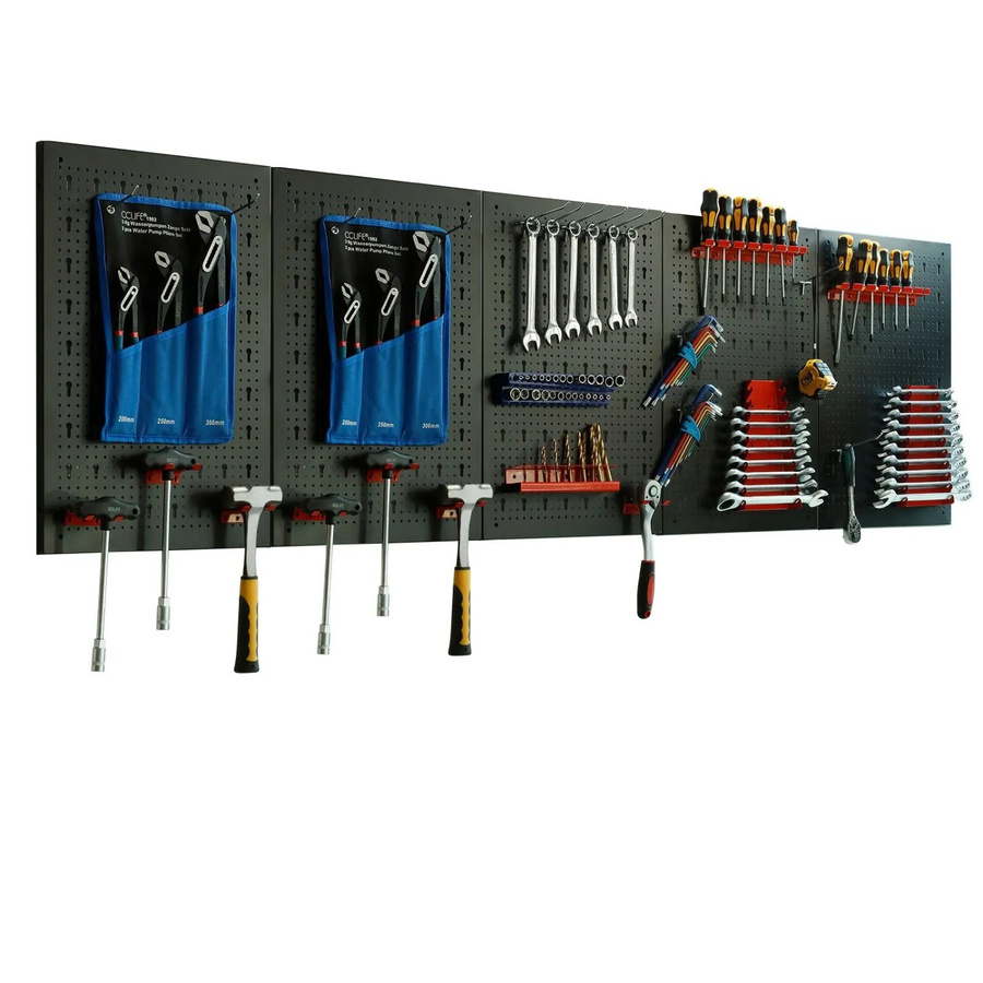 CCLIFE Werkzeugwand aus Metall mit 66-teiligem Zubehör, Schwarz, B/H/T: 200 x 60 x 2 cm - Bild 2