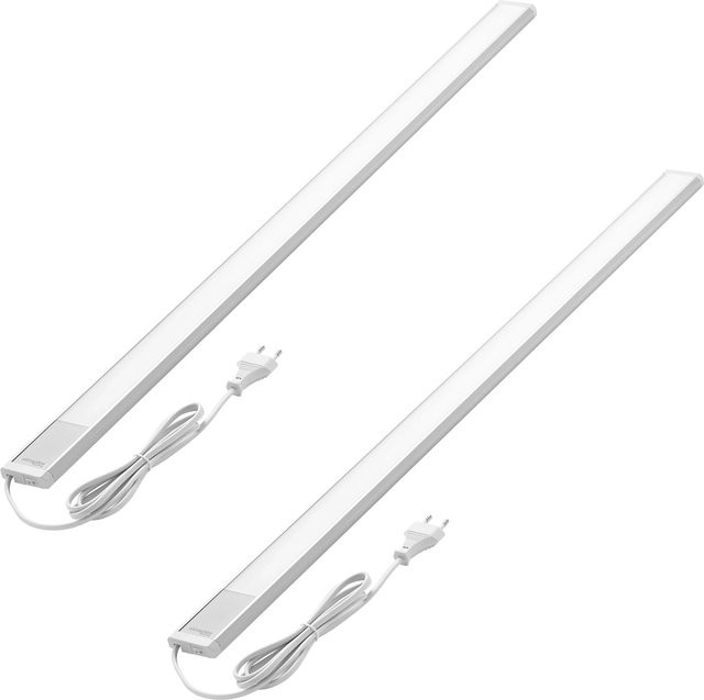 Oktaplex 2er Set LED Unterbauleuchten aus Aluminium in Silber und Weiß für die Küchenbeleuchtung, Warmweiß, Länge: 90 cm - Bild 1