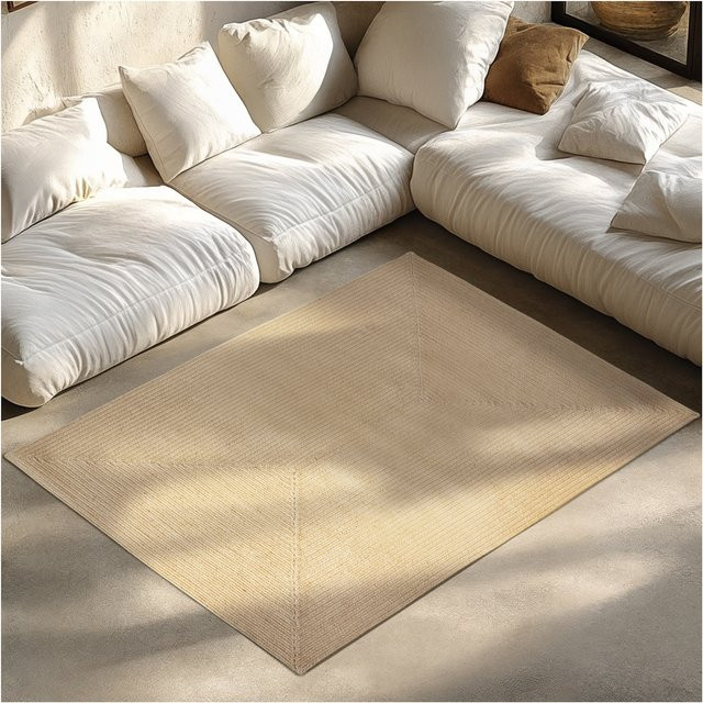 tectake Vibe Geflochtener Teppich im Boho-Look aus Jute und Kunstfasern, Braun/Beige, B: 170 cm, T: 120 cm, H: 1 cm - Bild 1