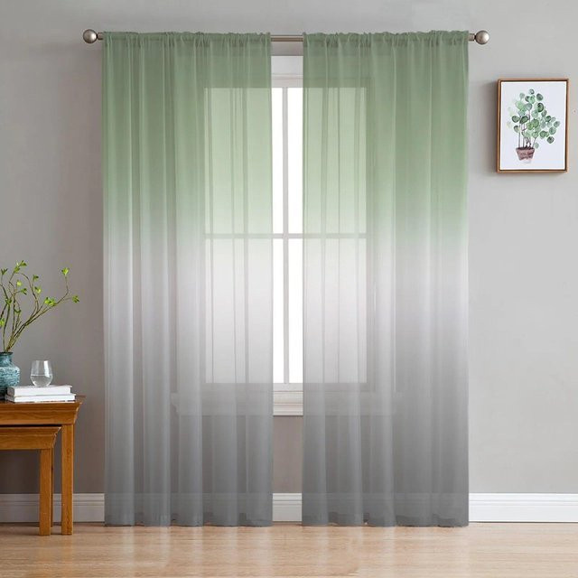 A Family Of Home Textiles Tüllvorhang Chiffon in Grau und Schwarz mit Farbverlauf, transparent, B/H: 135 x 160 cm, 2er-Set - Bild 1