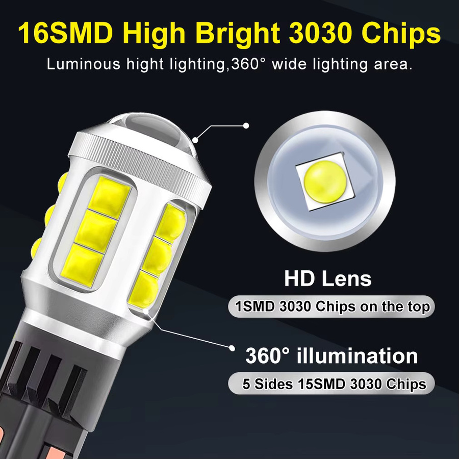 TOAUTO T15 W16W LED Lampe für Rückfahrlicht mit 4000 Lumen und 6500 K Cool White, Canbus Fehlerfrei, Silber - Bild 2