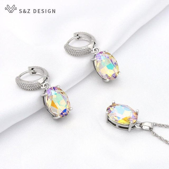 S&Z DESIGN Schmuck-Set, Ohrringe und Halskette, Roségold, Kristall, Damen - Bild 1