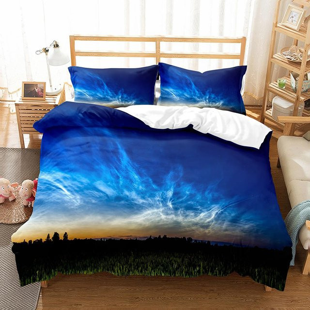 Bettwäscheset Weiße Wolke von Binchi Outdoor Product mit Kissenbezug, Farbe Weiß und Blau, Material Mikrofaser, B/H: 264 x 228 cm - Bild 1