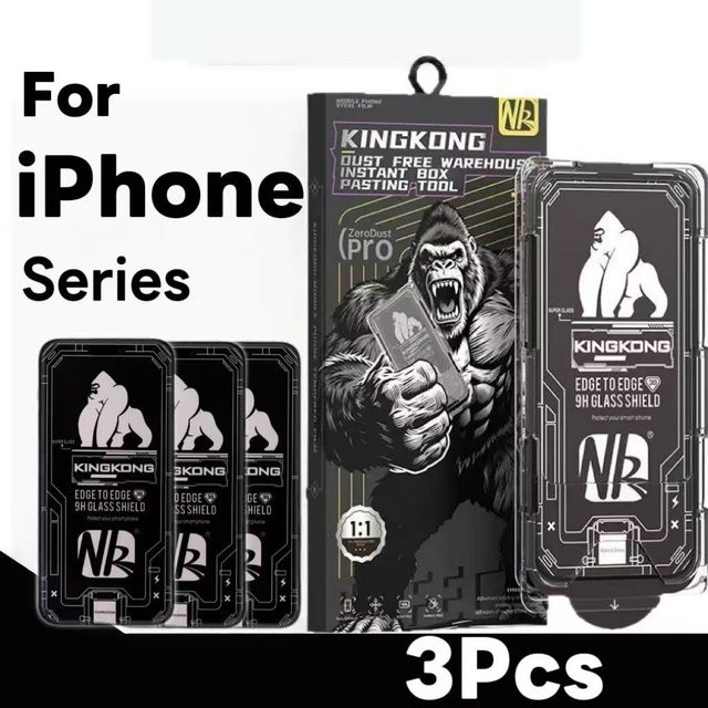 Gorilla Displayschutz aus gehärtetem Glas für iPhone 17 Pro, iPhone 16 Pro und iPhone 15 Pro, transparent, staubfreie Vollbild-Applikation mit Shatter-Schutz - Bild 1