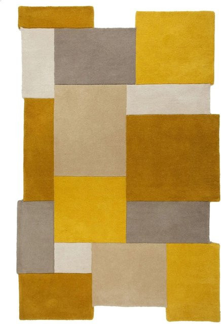 Flair Rugs Wollteppich Collage in Ocker und Multicolour, abstraktes Design, B x T: 150 x 240 cm - Bild 1