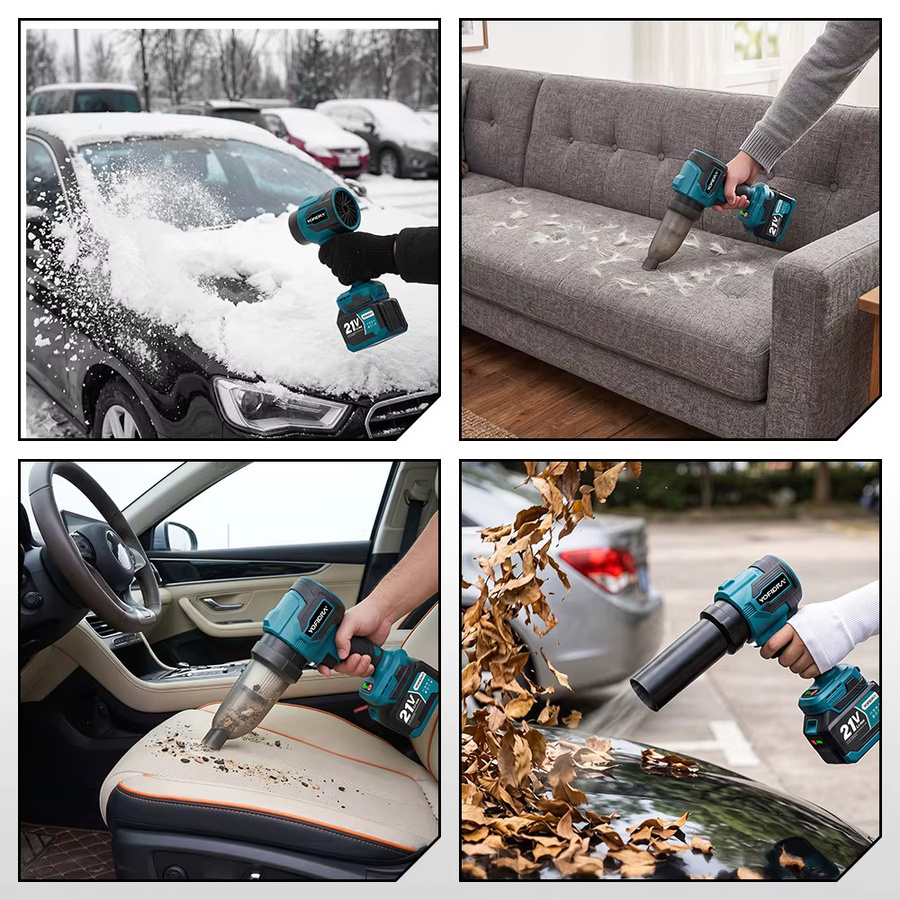 YOFIDRA Bürstenloser elektrischer Turbolüfter Jet-Fan als Laub- und Schneebläser in Blau für Makita LXT 21V Akku - Bild 4