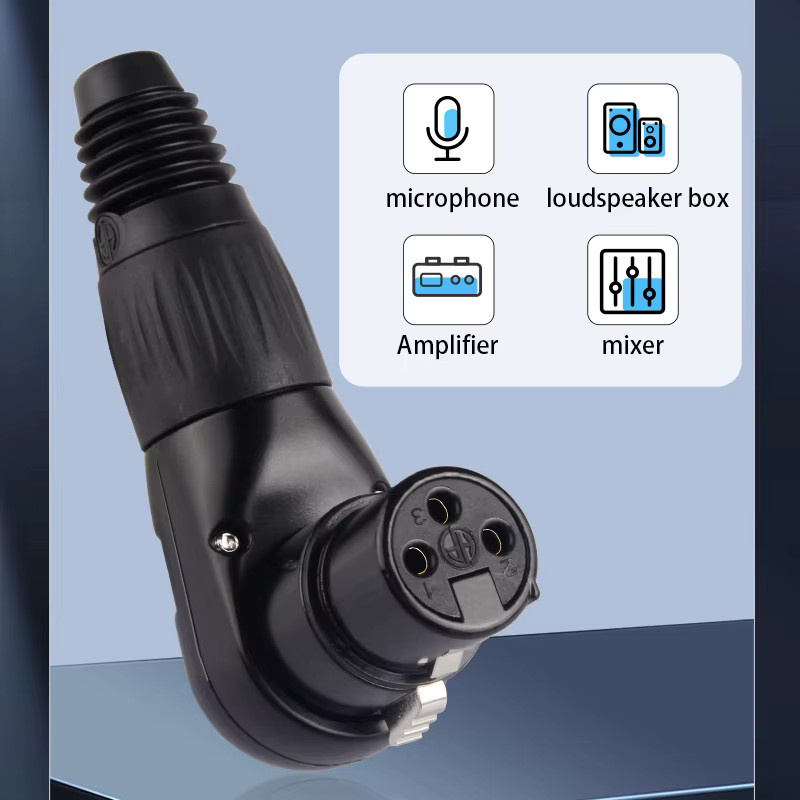 YYTCG XLR-Stecker 3-poliger Mikrofon-Stecker als Buchsenadapter in Schwarz mit 90-Grad-Kabelverbinder für Lautsprechersysteme - Bild 2