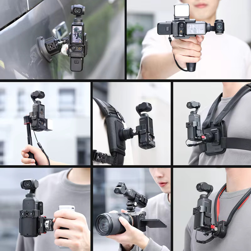 Ulanzi PK-06 Erweiterungsadapter für DJI Osmo Pocket 3 mit magnetischer Schnellverschluss-Halterung und Kaltschuh in Schwarz - Bild 3