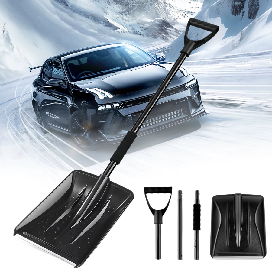 Alloet Notfall-Schneeschaufel mit rotierender Funktion in Schwarz für Auto, Garten und Camping - Bild 3