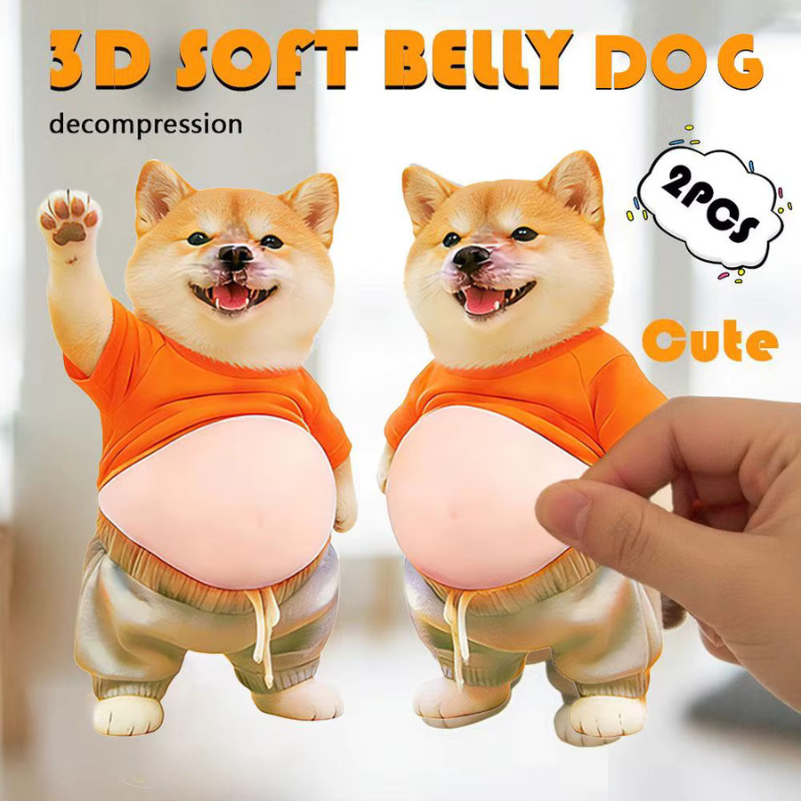 2 Stück 3D Shiba Inu Bauch-Aufkleber aus weichem Silikon in Orange für Tagebuch und Schreibwaren - Bild 2