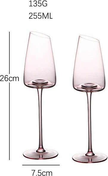 Yiran Furniture Kristall-Rotweinglas Set aus rosa Glas, 2 Stück, handgefertigte Burgunder- und Bordeaux-Kelche mit großem Bauch für Verkostungen - Bild 1