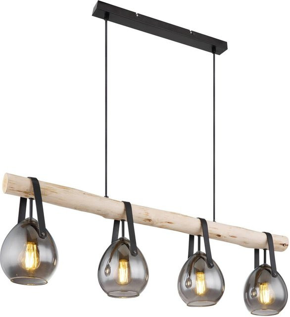 Globo Lighting Pendelleuchte DIETHILD in Mattschwarz mit transparentem Glas, B/H/T: 15 x 117 x 100 cm, E27, 4 Leuchtmittel - Bild 1