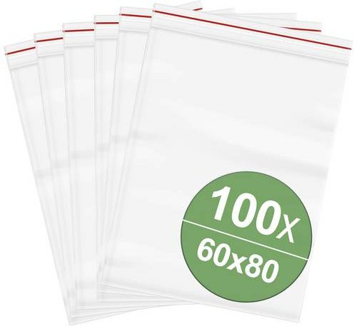 Quadrios Druckverschlussbeutel aus Polyethylen transparent B: 60 mm, H: 80 mm, 100 Stück - Bild 1