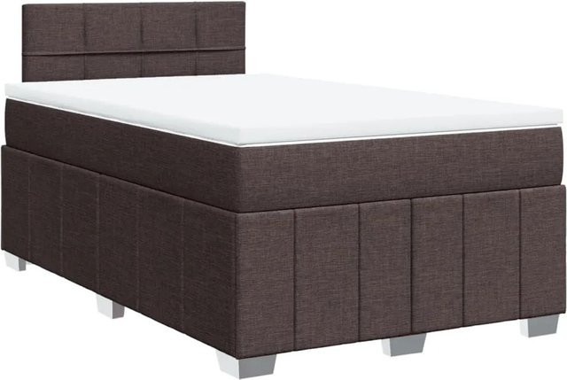 vidaXL Boxspringbett mit Matratze in Dunkelbraun und Weiß, Hybrid-Konstruktion mit Taschenfederkern, USB-Ladeport und Unterbettbeleuchtung, B/T: 120 x 190 cm - Bild 1