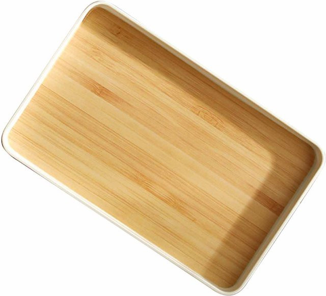 Rechteckiges Serviertablett CosyHome aus Kunststoff und Bambus in Beige, Breite: 31,5 cm - Bild 1