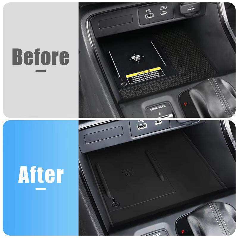 YaLumei Anti-Rutsch Silikon Matte für Honda CR-V 6. Generation 2023-2025, Schwarz, Zentrale Steuerung Telefon-Halterung und kabelloses Lade-Pad - Bild 3