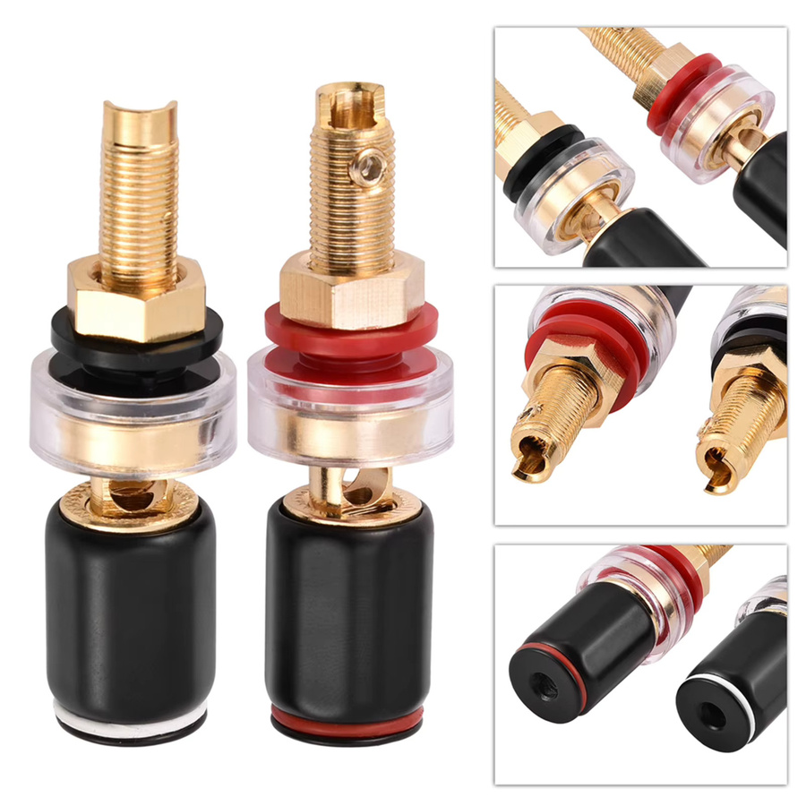 VBESTLIFE Kupfer Lautsprecher Verstärker Terminal für 4mm Bananen Stecker, Schwarz & Rot - Bild 5