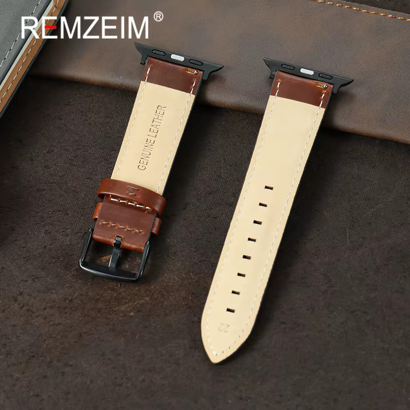 REMZEIM Uhrenarmband Leder, Schwarzbraun, Herren - Bild 2