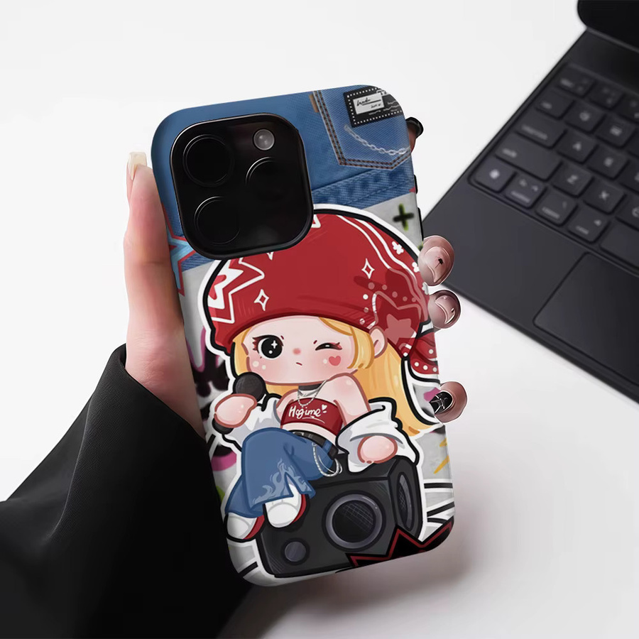 Robuste Rock Girl Handyhülle mit Magnetfunktion für iPhone 17 16 15 14 13 Pro Max Plus, Mehrfarbig - Bild 5