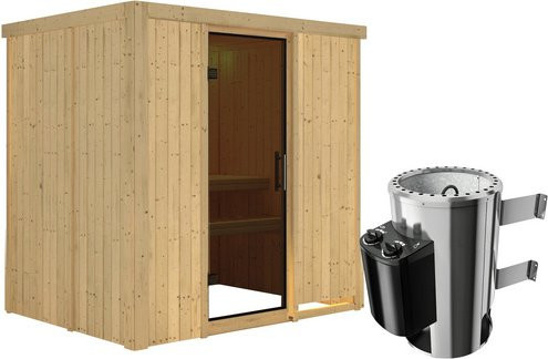 Karibu Sauna Kircholm aus Fichtenholz mit 3,6 kW Saunaofen und integrierter Steuerung für 3 Personen, beige, B/T/H: 198 x 151 x 196 cm - Bild 1