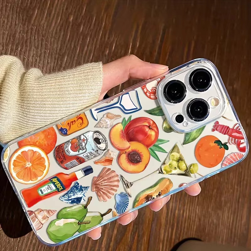 Transparente iPhone Schutzhülle mit Sommer Obst und Getränke Design für Apple iPhone 11 bis 17 Pro Max Mini und SE - Bild 4