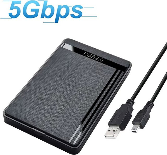 KAFNHCKA Externes 2,5-Zoll-HDD-Gehäuse SATA auf USB 3.0 Typ C Adapterbox, 5 Gbit/s, Schwarz - Bild 1