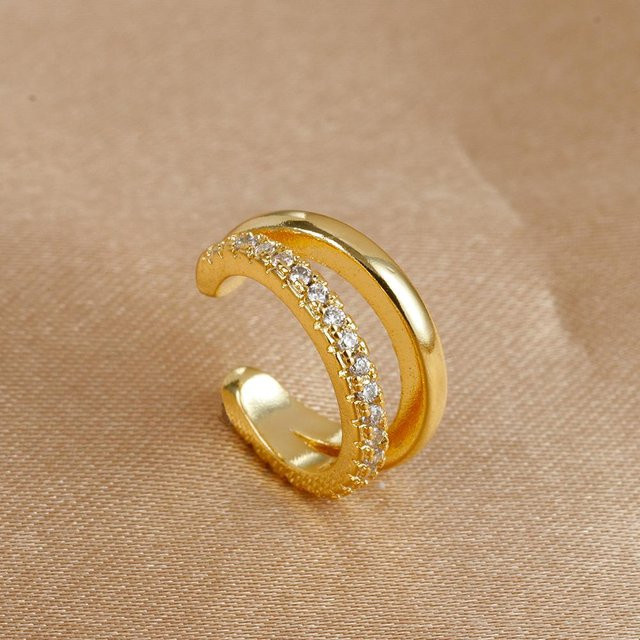 Clip-Ohrringe Edelstahl, Zirkonia, Gold, Damen - Bild 1