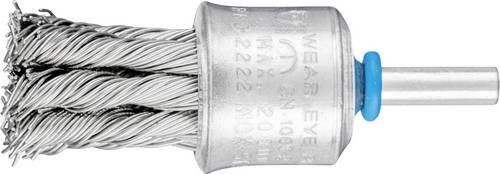 PFERD TOOLS Pinselbürste PBG 2323/6 INOX mit Kunststoffschutz, Edelstahl-Draht Ø 0,60 mm, Durchmesser 23 mm, Schaft-Ø 6 mm, Silber/Blau - Bild 1