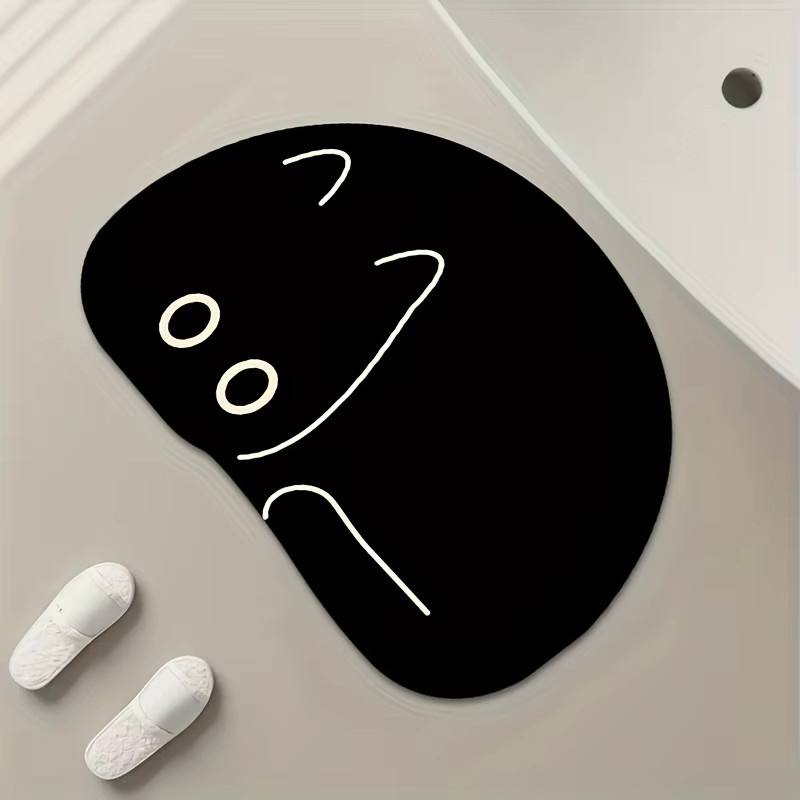 VIKAMA Bodenmatte mit schwarzer Cartoon-Katze als dekorativer Teppich für Küche, Badezimmer, Schlafzimmer oder Wohnzimmer - Bild 3