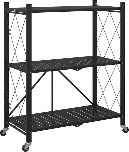 vidaXL Lagerregal auf Rädern aus Stahl in Schwarz, B/T/H: 71 x 34 x 88 cm - Bild 1