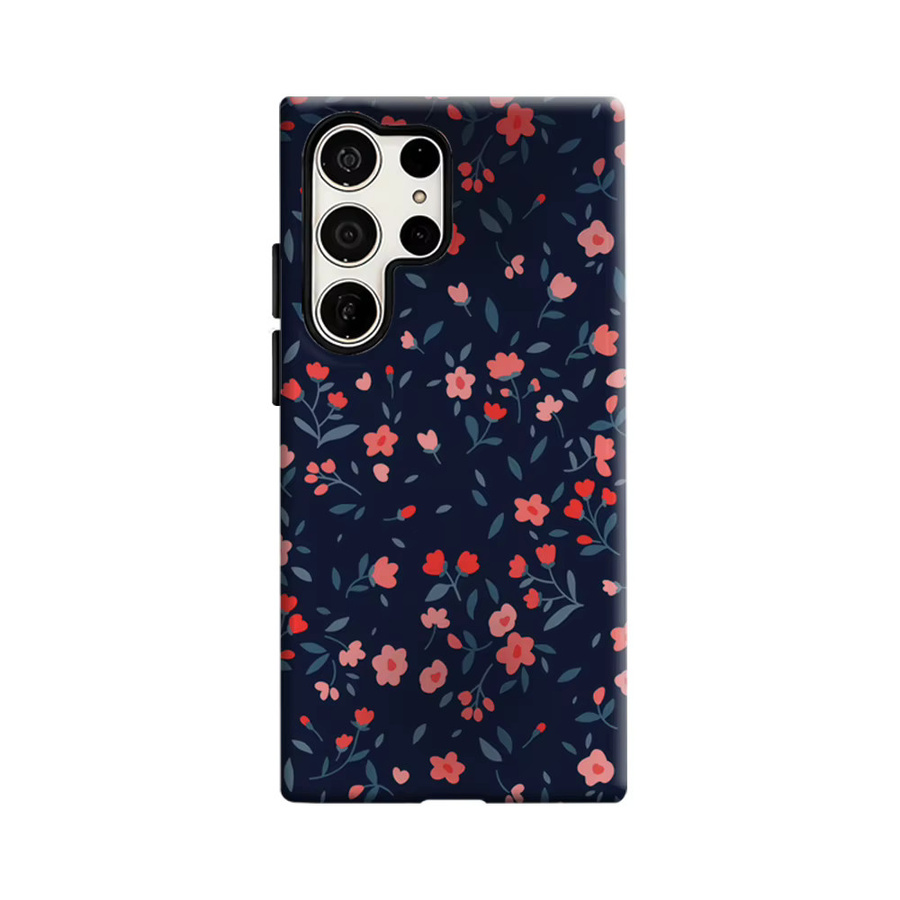 Glänzende doppellagige Handyhülle mit Blumenmuster in Mitternachtsrosa für Samsung Galaxy S25 Ultra, S24 und S23 Ultra Plus - Bild 4