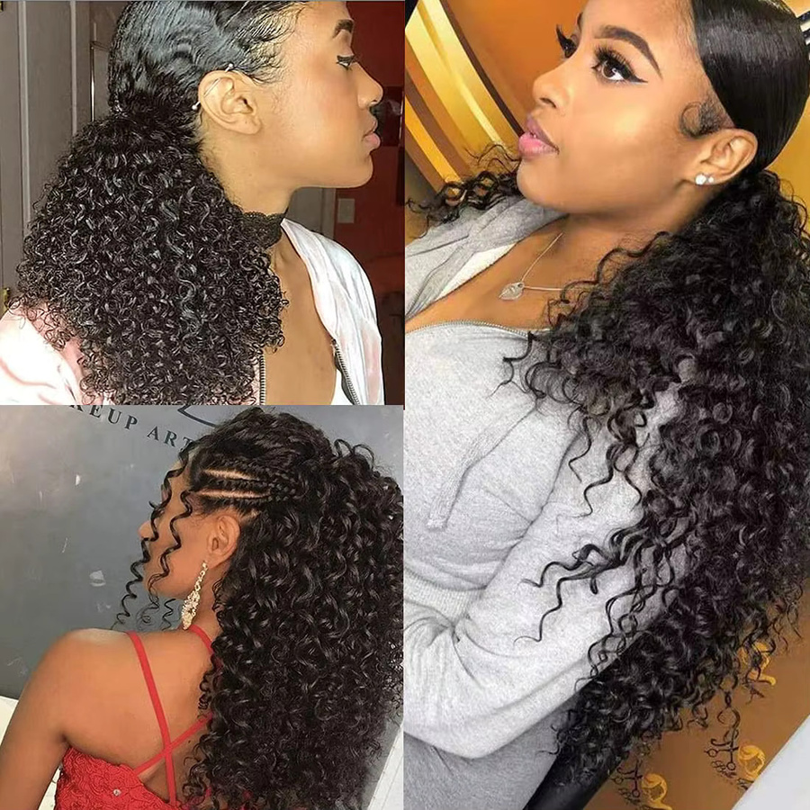 Dula A Hair Kinky Curly Pferdeschwanz mit Kordelzug, Brasilianisches Jungfrauenhaar, Unisex - Bild 5