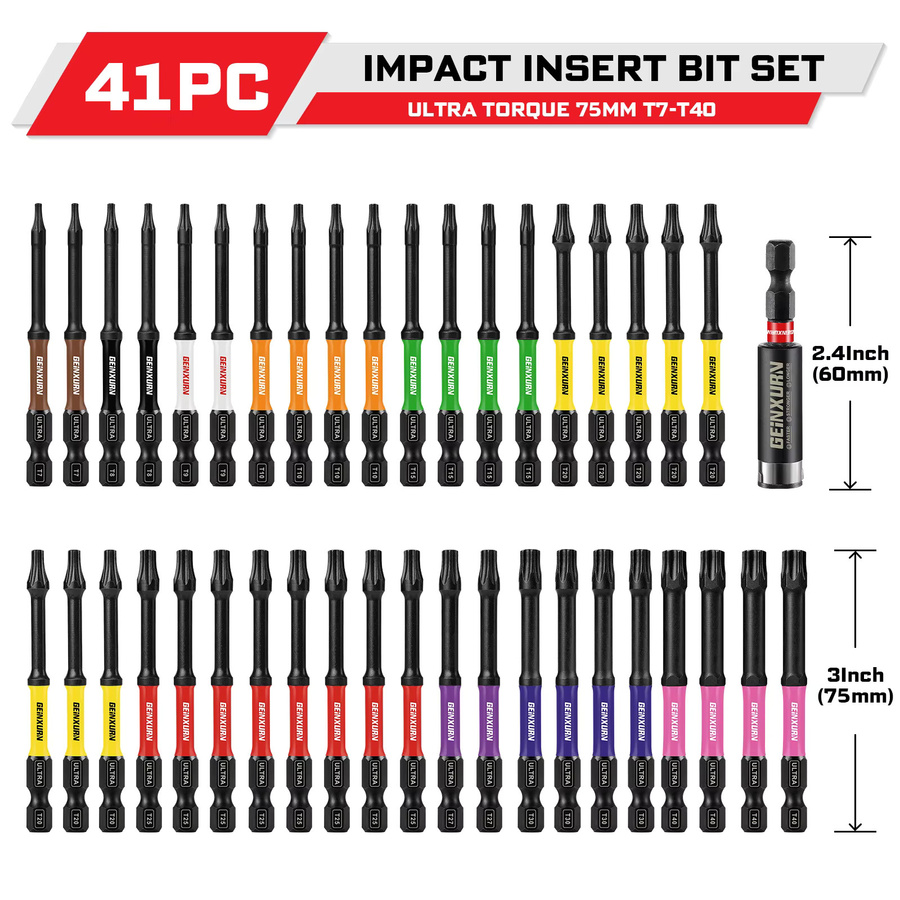 Geinxurn Torx-Schraubendreher-Bit-Set T7-T40 mit magnetischem Bithalter in 2, 3 und 6 Zoll - Bild 2