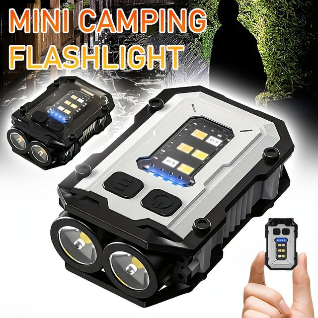 Heinast LED Taschenlampe mit COB-Licht, magnetische Mini-Schlüsselanhänger-Taschenlampe, schwarz, wiederaufladbar - Bild 1