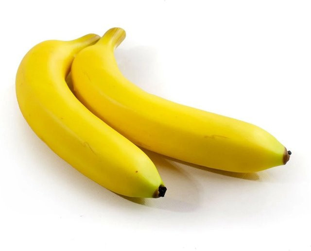 2 Stück künstliche Bananen von DUTRIEUX in Gelb, dekorative Kunststoff-Früchte zur Dekoration für Hochzeit und Weihnachten, Länge: 20 cm - Bild 1