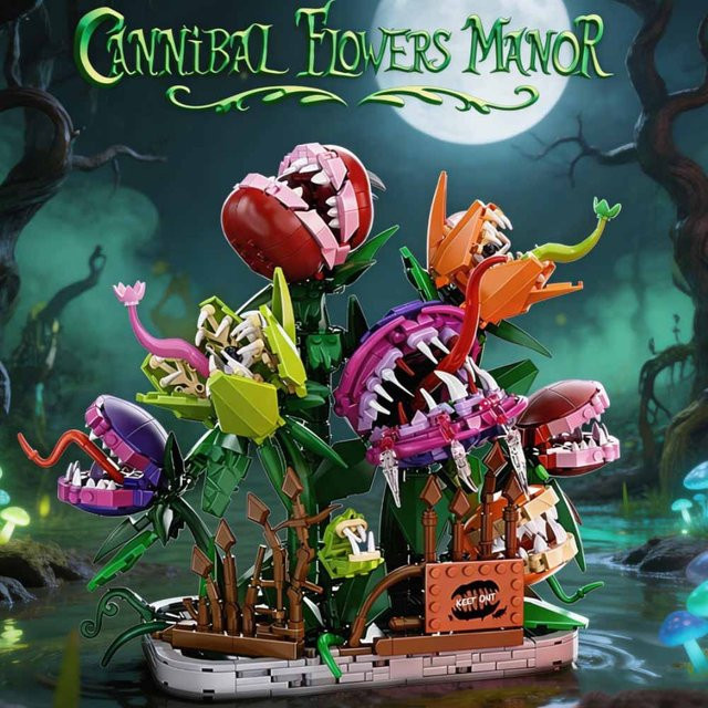 MOC Kannibal-Blumen-Herrenhaus, Bausteine, Fantasy, Mehrfarbig - Bild 1