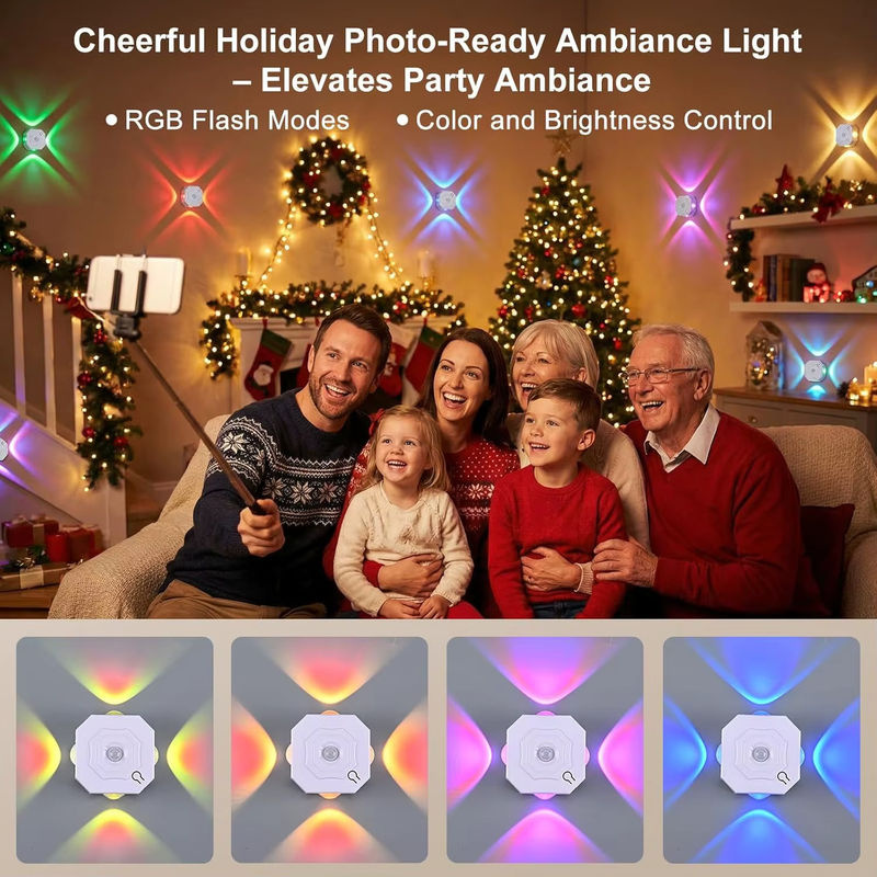 LINYILIGHT LED-Bewegungssensor-Lampe wiederaufladbare Nachtbeleuchtung mit RGB und 3 Farben für Flur, Treppe und Küche, Weiß - Bild 2