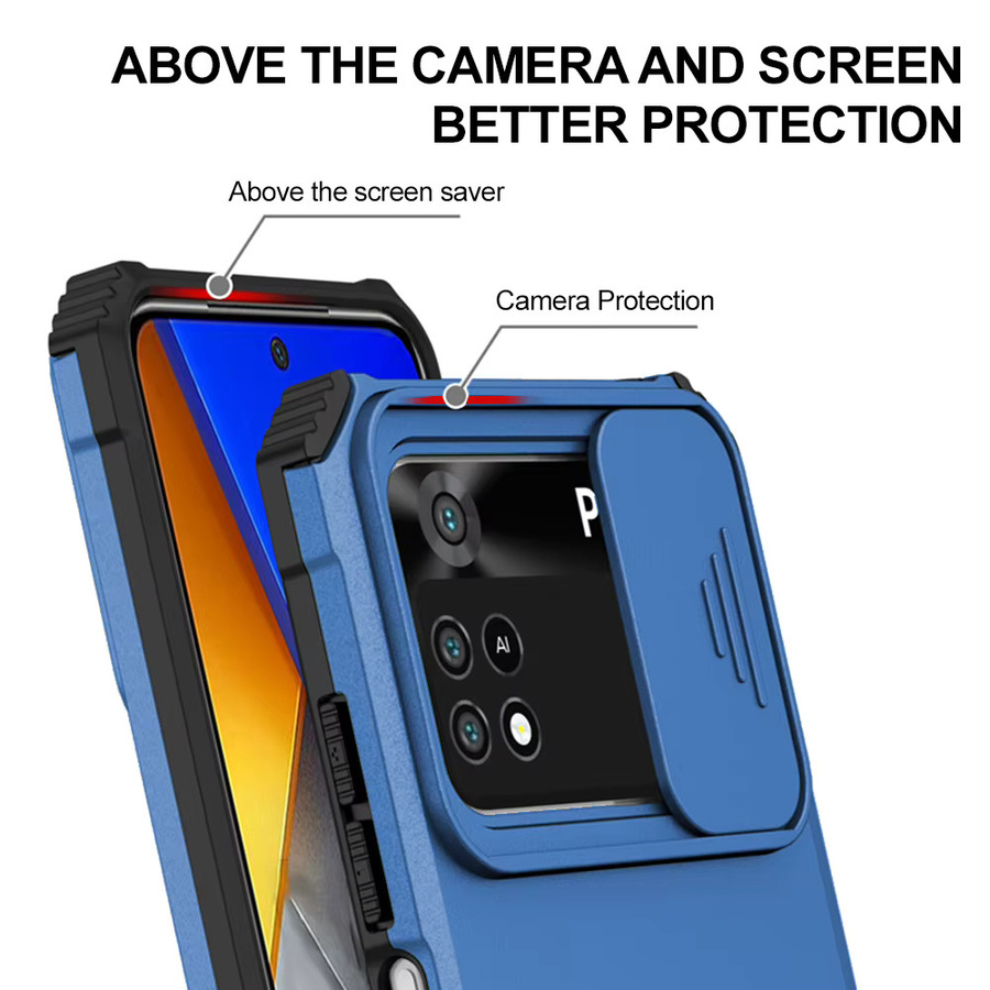 Stoßfeste Schutzhülle mit Kamera-Schutz und Ständer für Xiaomi 15 Pro 14 Pro 13 Pro in Schwarz oder Blau - Bild 3