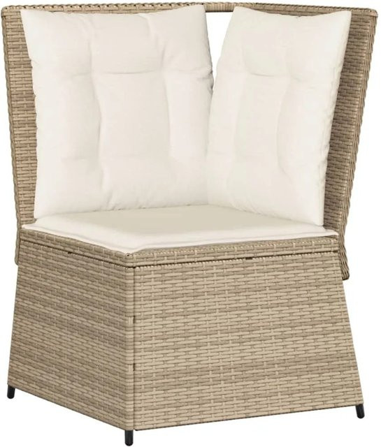 Furnicato Garten-Ecksofa aus Poly-Rattan mit Kissen in Beige und Cremeweiß - Bild 1