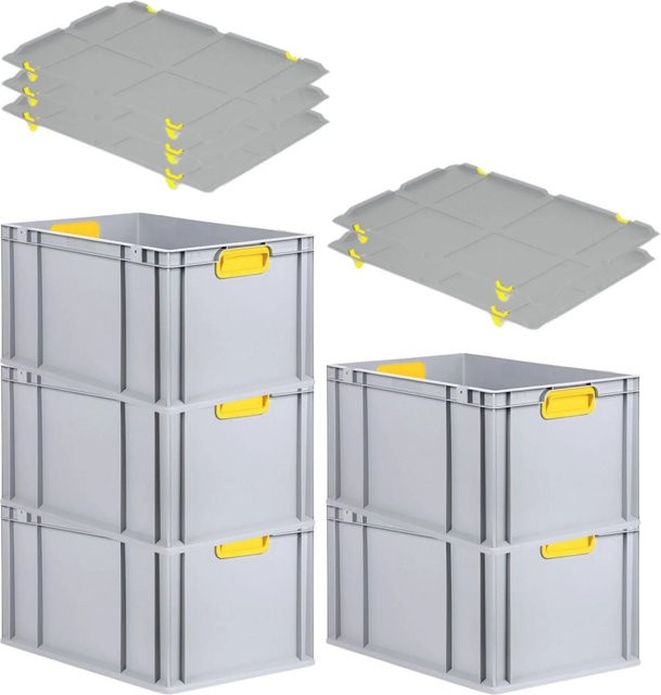 PROREGAL Spar Set 5x Eurobox Nextgen Color mit Auflagedeckel und Schiebeschnappverschlüssen, Farbe: Gelb, H x B x T: 32 x 40 x 60 cm - Bild 1