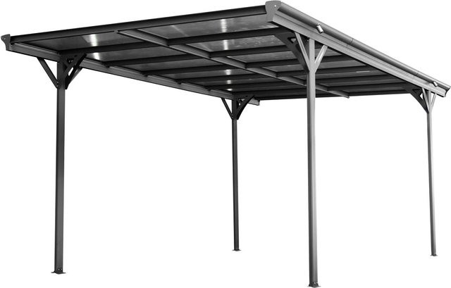 Design Carport aus Aluminium in Anthrazit, B/T/H: 503 x 305 x 232/217 cm - Bild 1