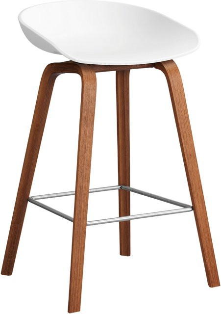 HAY About A Stool AAS 32 Hocker in Weiß mit Eichenholz und Walnussholz sowie Polypropylen - Bild 1