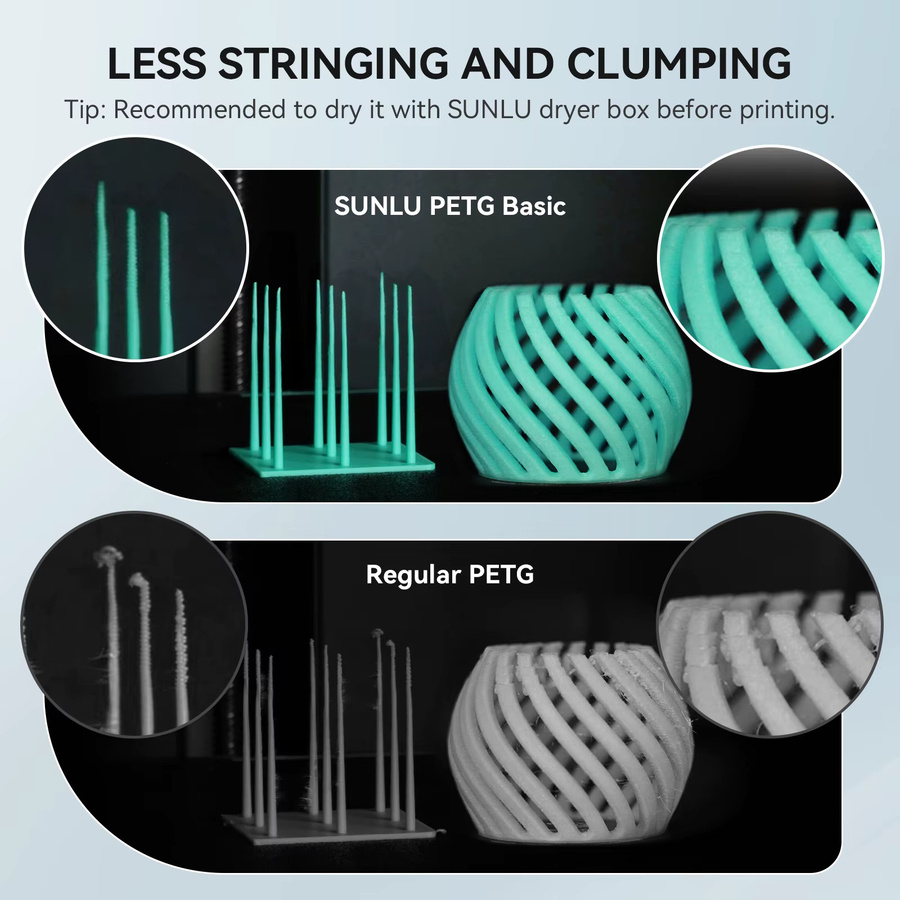 SUNLU PETG Filament 1,75mm für FDM 3D-Drucker, 4kg (4 Rollen à 1kg) - Bild 2
