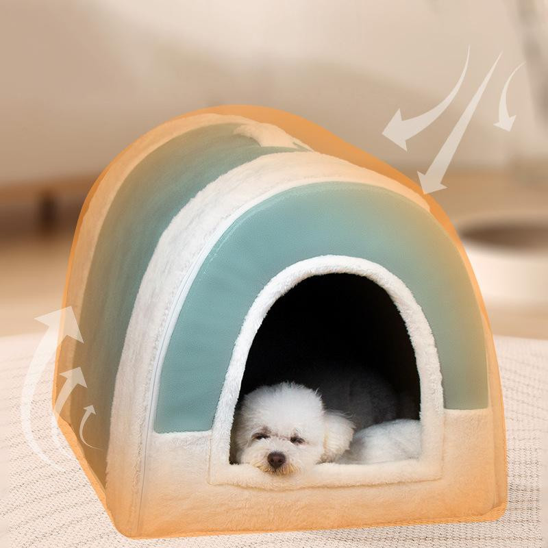 Warmes Hundebett als Hundehöhle für kleine und mittelgroße Hunde, faltbares und wasserdichtes Katzennest aus Korallensamt und Baumwolle, Größe S - Bild 2