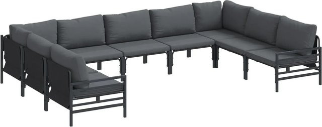 vidaXL Garten-Sofa-Set 9-teilig aus Stahl in Anthrazit - Bild 1