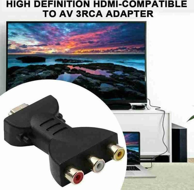 HDMI zu 3RCA Audio Video Konverter Adapter in Schwarz für PC, Projektor und Tablet - Bild 1
