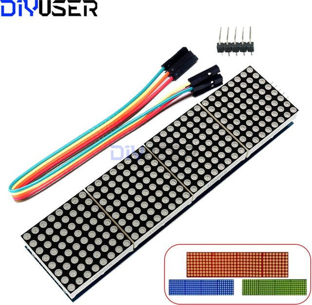 DIYUSER MAX7219 Dot-Matrix-Modul 4-in-1-Anzeige für Mikrocontroller mit 5P-Leitung in Rot, Grün und Blau - Bild 1