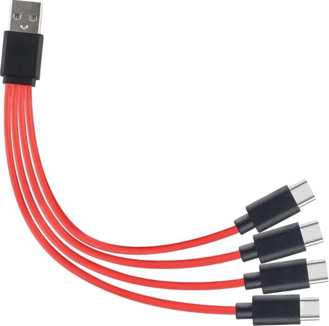 JAVRICK 4 in 1 USB-C Adapter mit Ladekabel und U-Disk-Funktion, Rot - Bild 1