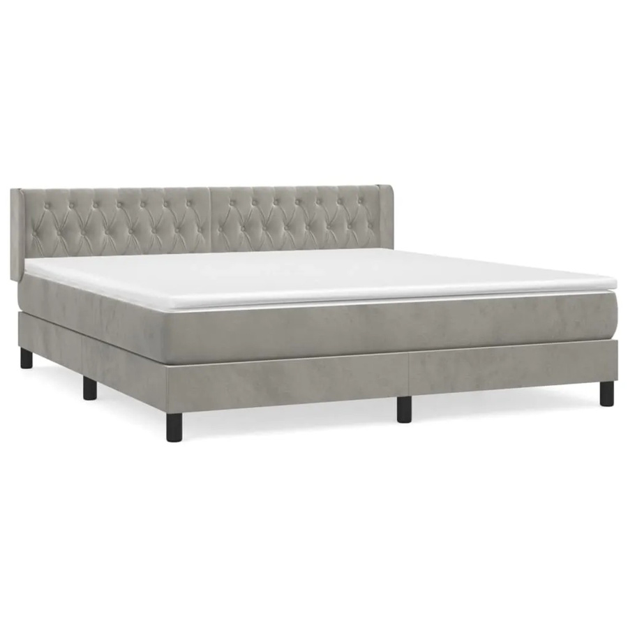 vidaXL Boxspringbett Hybrid mit Matratze und Taschenfederkern in Hellgrau, B/T/H: 180 x 200 x 78 cm - Bild 2
