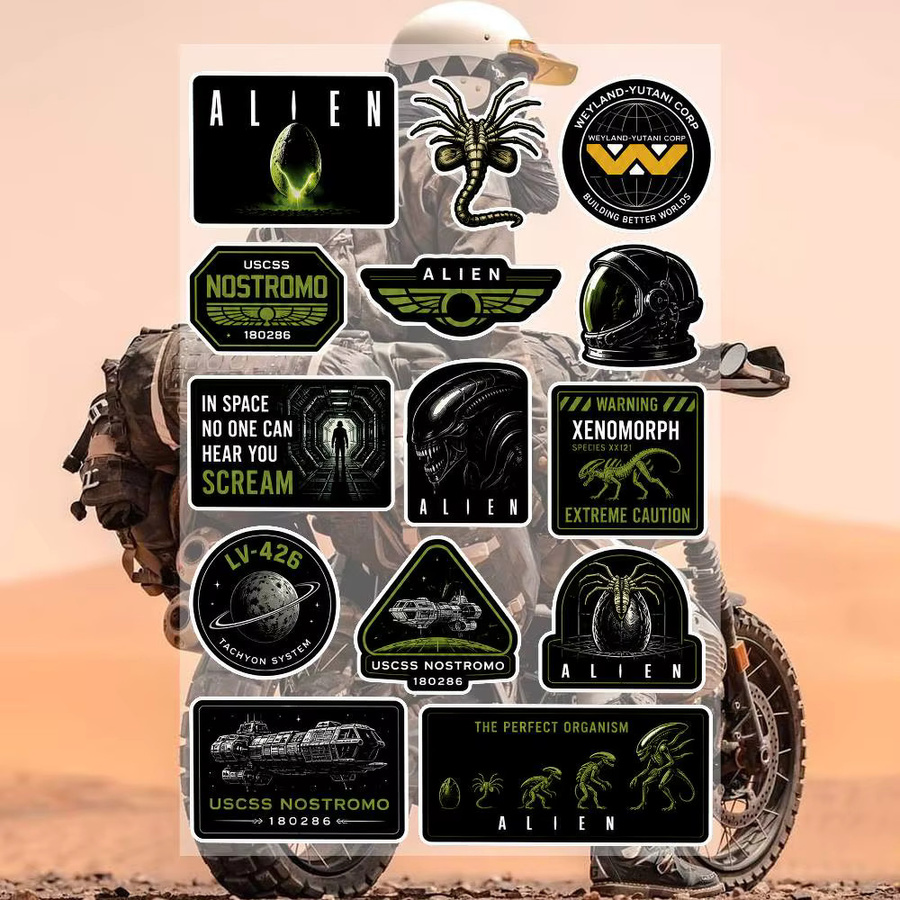 Film A-Alien Ästhetische Graffiti-Aufkleber aus wasserfestem PVC in Multicolour für Motorrad, Skateboard, Auto, Helm und Notizbuch zur DIY-Dekoration - Bild 2